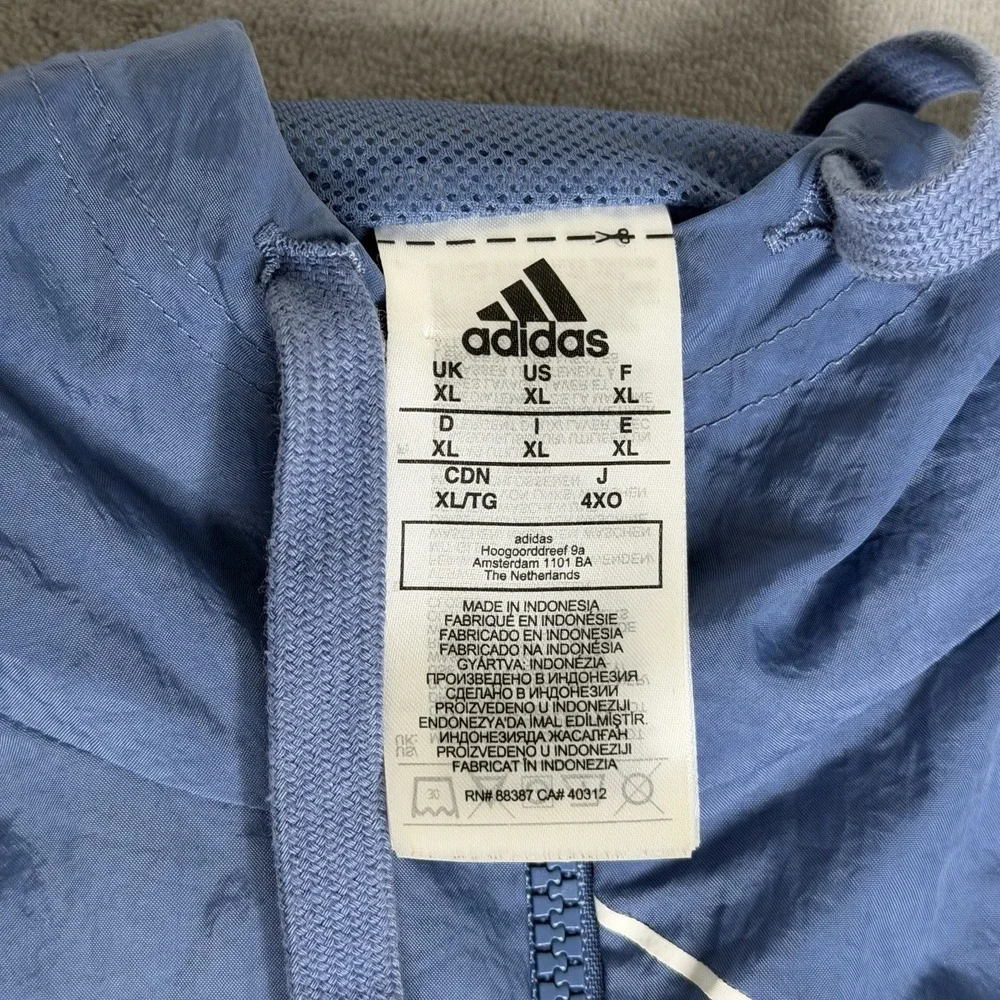 Adidas Quarter Zip Hoodie Mens XL Retro Style Blue Solid‎ Hooded Windbreaker